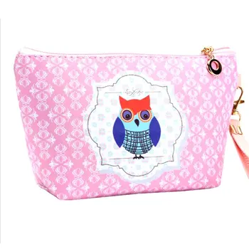 

Organizer Bag Toiletry Animal Cartoon 2017 Owl Handmade Cosmetic Bag Travel Zipper Leather Makeup Waterproof Wash
