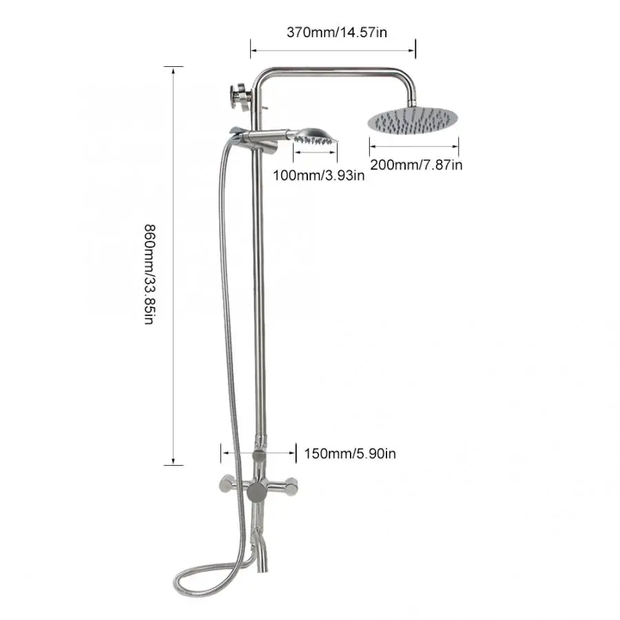 304 кран для ванной из нержавеющей стали с клапаном для душа, смеситель для горячей и холодной воды, ручной распылитель, настенный кран, набор