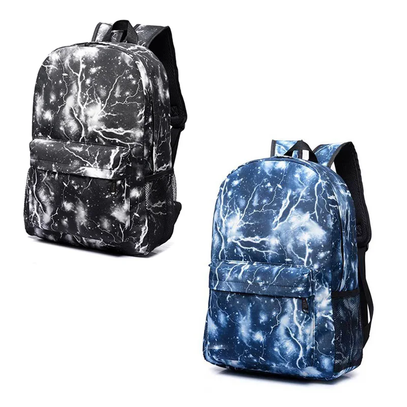 

Fashion Casual Flash Sky Print Backpack Canvas School Books Traveling Back Bags for Teenage Girls Boys LBY2017