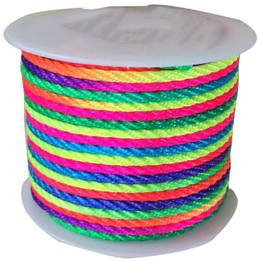

2mm Rainbow Twisted Satin Nylon Twine Cord+50m/roll Jewelry Accessories Macrame Rope Bracelet Necklace String