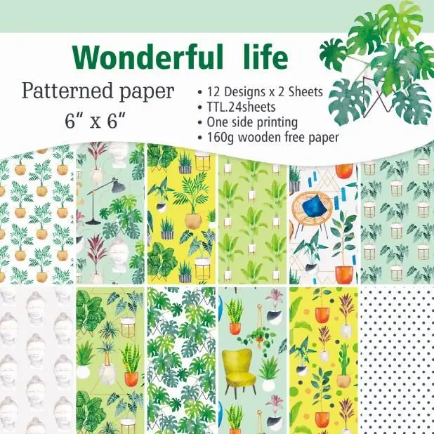 

DIY wonderful life Scrapbooking paper pack of 24sheets handmade craft paper craft Background pad A1406