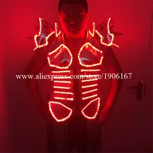 New Design Male Singer Stage LED Light Luminous Clothing Nightclub LED Illuminate Flashing Costumes Dress Dancer