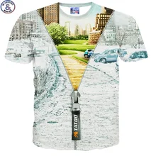 Mr.1991 marque magique zipper 3D impression t-shirt pour enfants d’été de style à manches courtes col rond enfants t-shirt filles garçons DT16