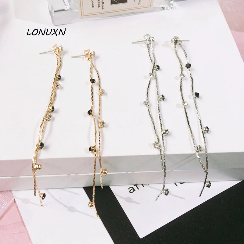 

2 colors high quality Korean version fashion Wild tassel long Women's earrings Girls Beautiful gift jewelry Accessories gift