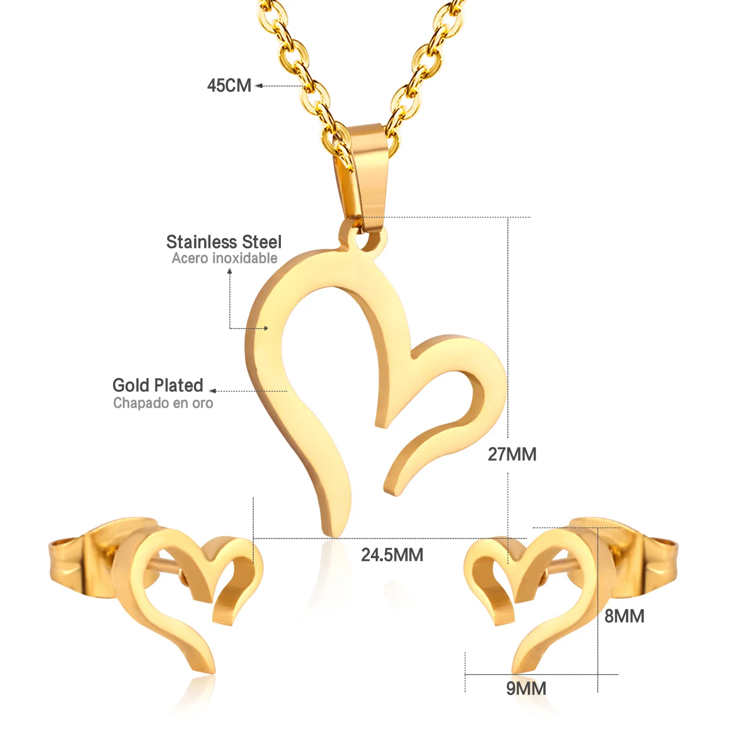 Комплект из колье и серёг нержавеющей стали|bridal jewelry sets|fashion bridal setsset heart |