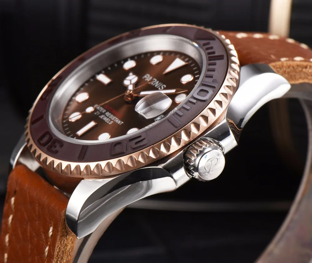 Parnis механические часы Мужские Керамические bezel Dial Japan Move Мужские автоматические часы 5 бар водонепроницаемые relogio masculino