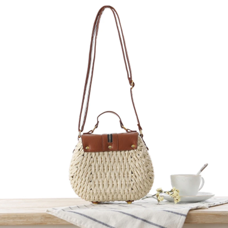 Women INS Popular Handbag Bohemian Bali Rattan Female Beach Straw Bags Vintage Knitted Lady Weave Handmade Shoulder Bag SS0407 (12)