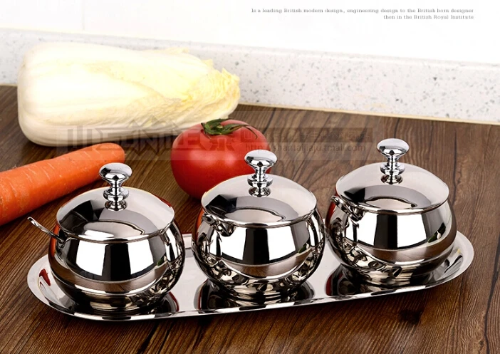 300 Ml Sugar Bowl 304 Stainless Steel Spice Jar House Spice Jar Metal Tin Kitchen Sugar Container With Lid And Spoon For Spices, Sugar, Coffee, Tea