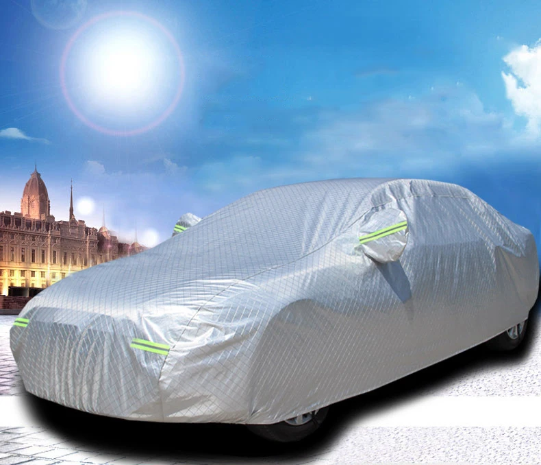 

Full Car Covers Snow Ice Dust Sun UV Shade Cover Foldable Light Silver Sunscreen Protection 4.9*1.9*1.5m Left /Right Driving