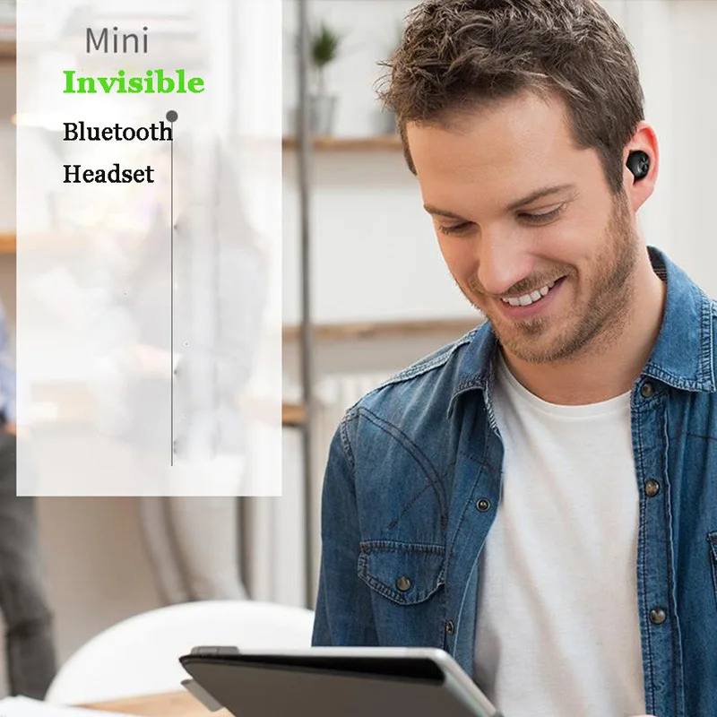 New Bluetooth EarphoneS Wireless Mini Headset with Microphone Music Bass Earpiece for Phone iphone | Электроника
