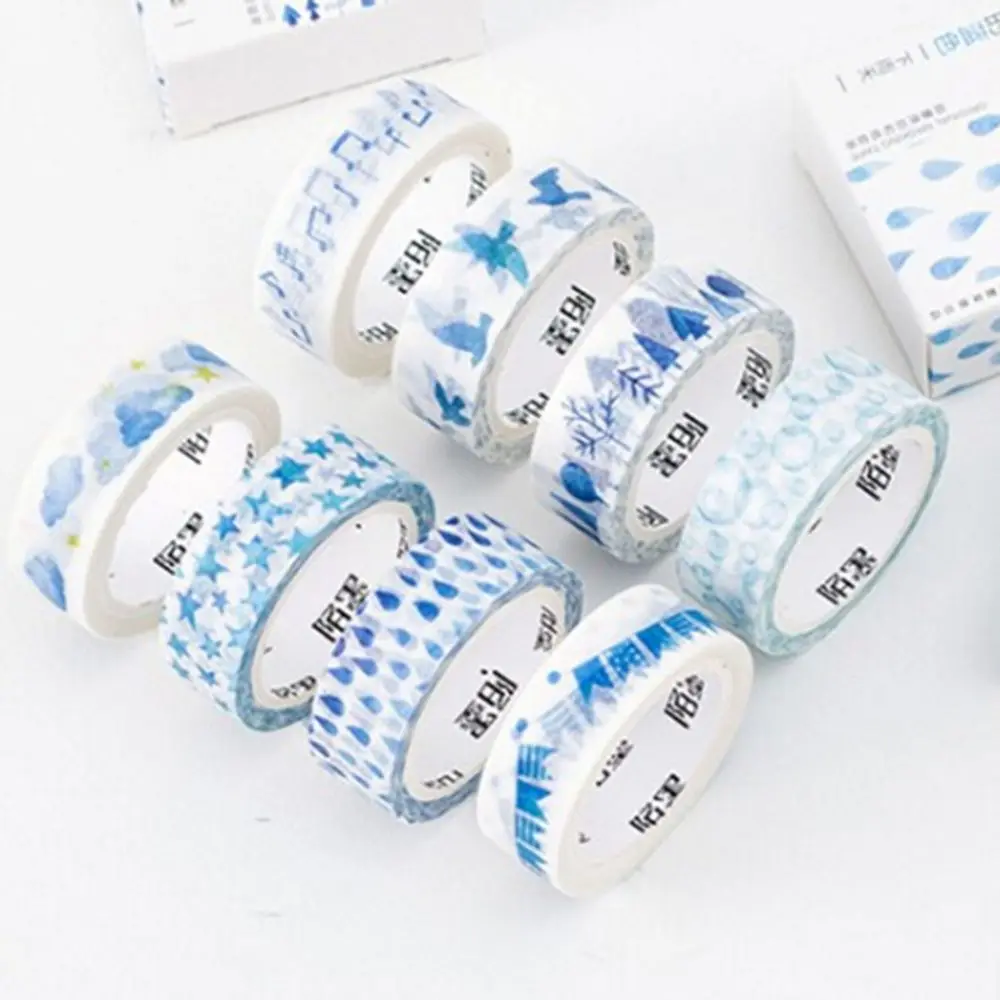 

Creative Blue Notes Raindrops Forest Flags Stars Clouds Decorative Washi Tape Diy Scrapbooking Masking Tape School Office Supply