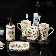 Керамический набор для умывания парные чашки для рта мыло коробка щетка для ванной чашки Европейский стиль ванная комната набор из пяти LO728419