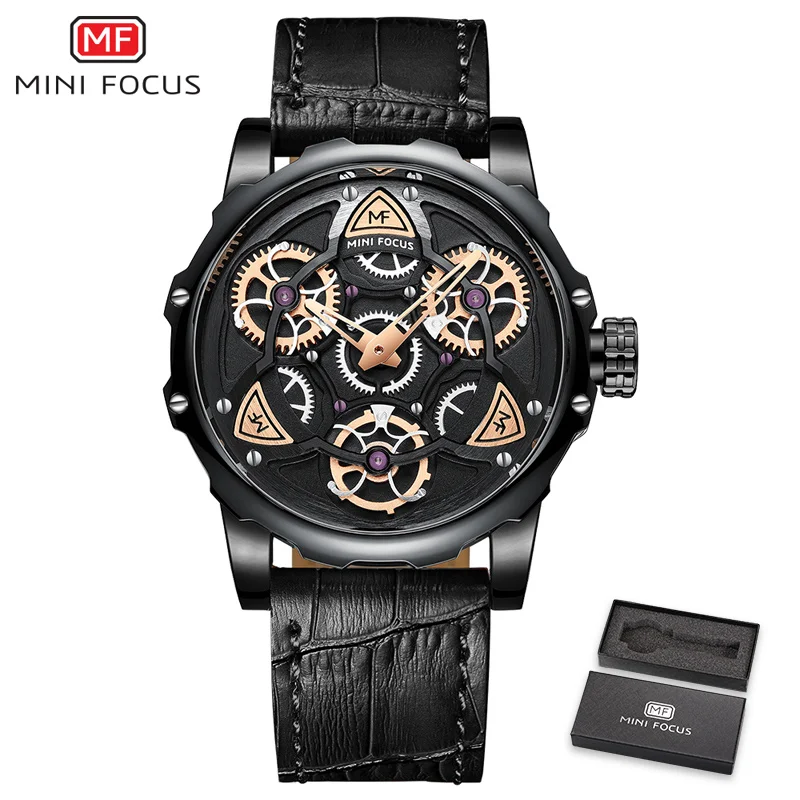 Мини-часы Focus для мужчин модные роскошные брендовые кожаные военные спортивные часы для мужчин водонепроницаемые хронограф Relogios - Цвет: black