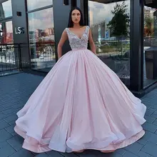 Бальные платья, сексуальное платье с v-образным вырезом, расшитое бисером размера плюс, милое платье для девочек 16 лет, пышные платья для дня рождения в Дубае 15