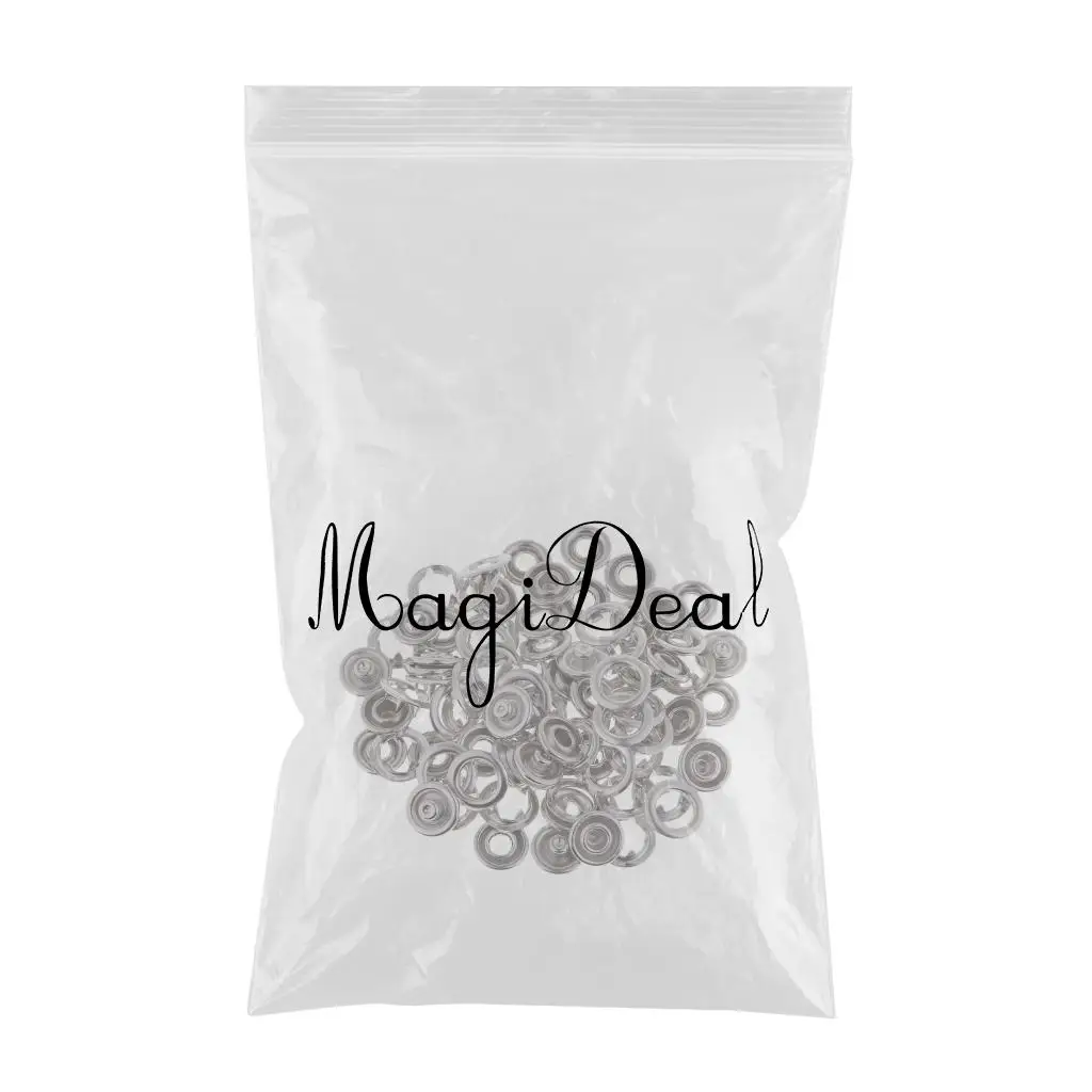 20 Sets Prong Brass Press Studs Open Ring No Sew Snaps Buttons Fasteners
