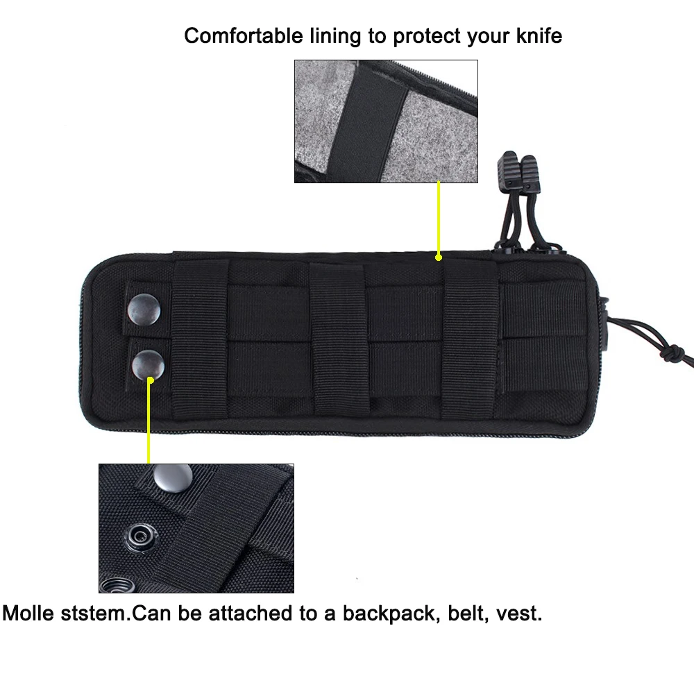 Tactical 1000D Nylon Knife Pocket Molle Knife Shaped Multi-function Survival Bag for Outdoor Camping Hunting Shooting Pocket