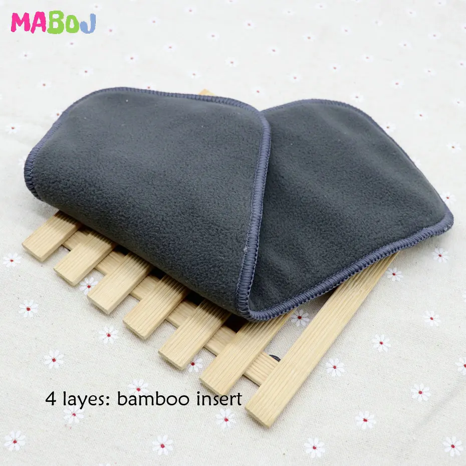 PD5-3-Bamboo MABOJ тканевые подгузники, детские карманные подгузники, один размер, моющиеся многоразовые подгузники, подгузники с бамбуковым углем, вставка из микрофибры - Цвет: PD5-3-Bamboo