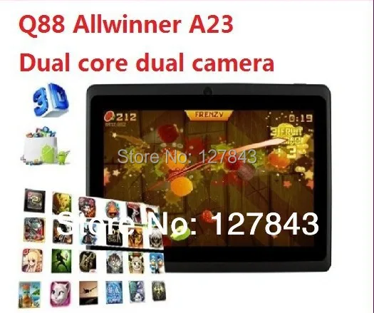 DHL 50 шт./лот 7 дюймов Q88 2800 мАч Allwinner 4 ядра A33 Android 4.2 512 М 8 г WI-FI двойной камера OTG Планшеты PC