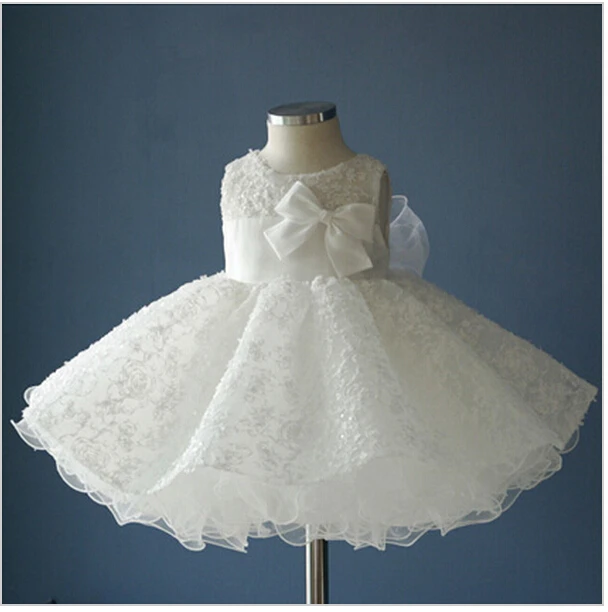 Благородное белое платье с бантом на крестины платье-пачка принцессы для новорожденных девочек на день рождения batizado bapteme