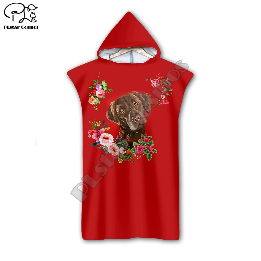 

3D Digital Printing Pet dog flower puppy funnyHooded Towel Wearable Bath Towel For Adults Travel Microfiber Beach Towels Style-4