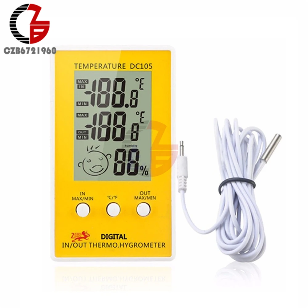 

DC105 LCD Digital Thermometer Hygrometer Weather Station Temperature Humidity Meter Regulator Indoor Outdoor Detector Monitor