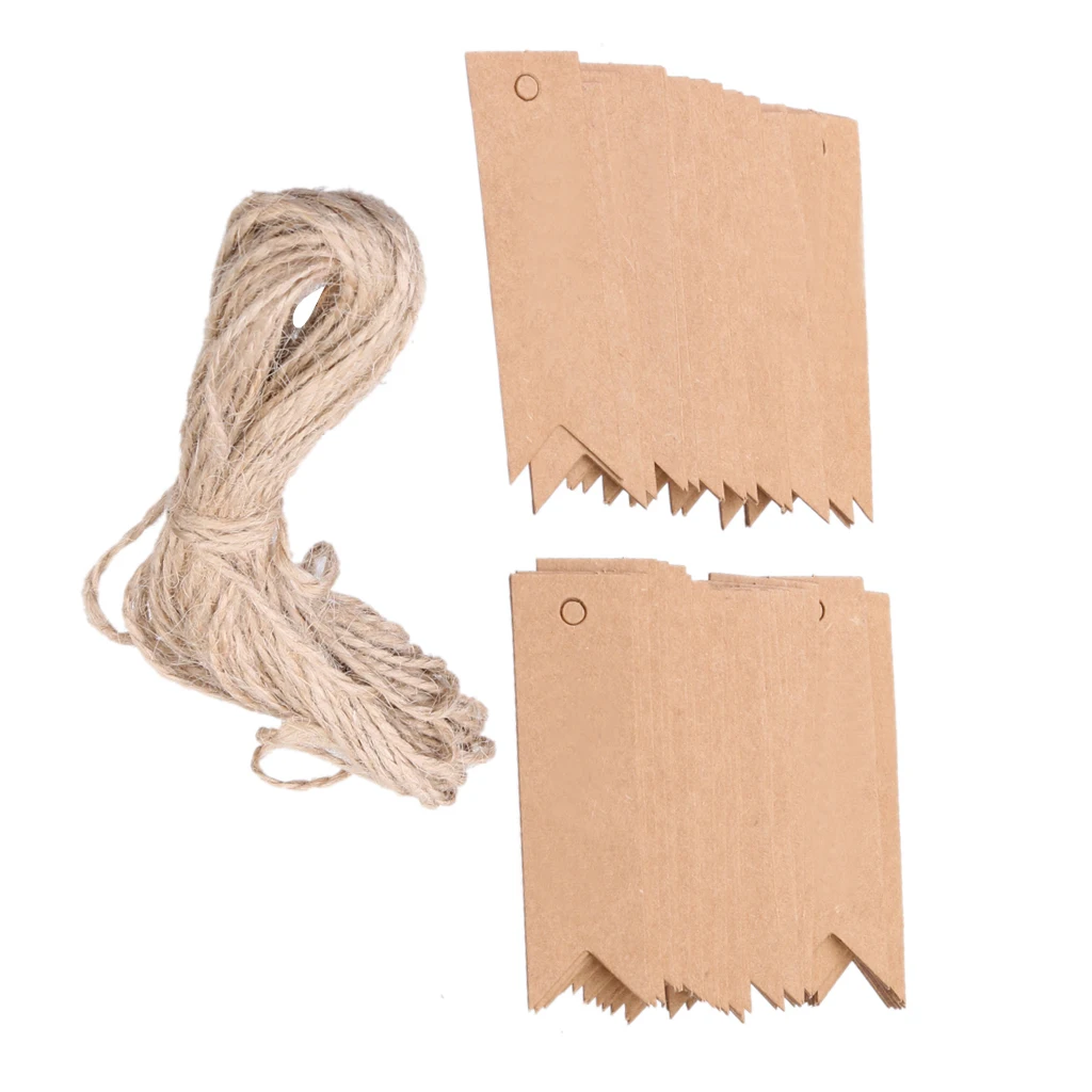 100pcs Blank/thank you Kraft Paper Hang Tags Wedding Party Label Gift Cards