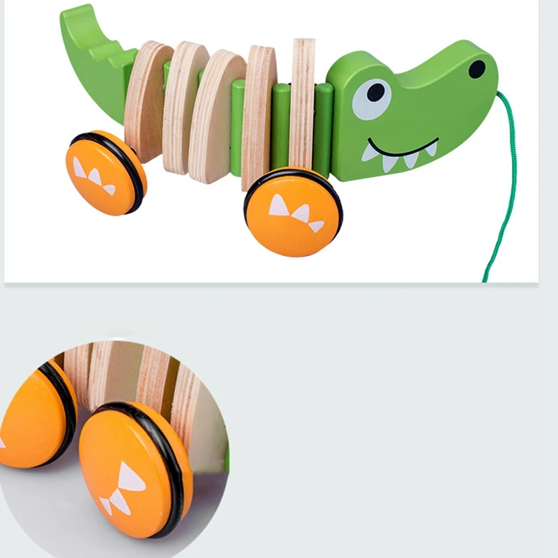 Деревянная игрушка, деревянный автомобиль, детские игрушки, деревянный мультяшный игрушечный крокодил, автомобиль, буксировщик