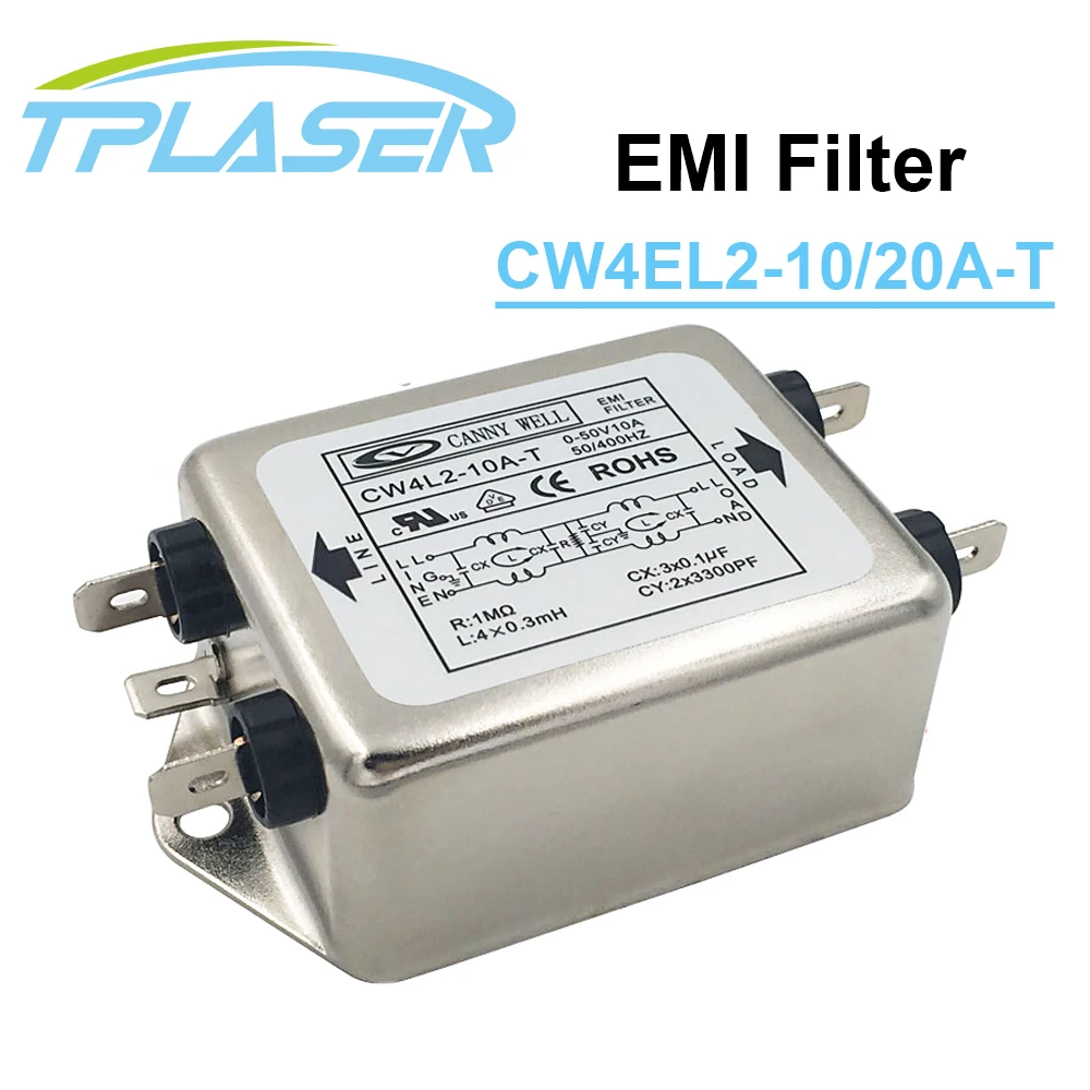 

Single Phase Power EMI Filter CW4L2-10A-T / CW4L2-20A-T AC 115V / 250V 20A 50/60HZ for Laser Engraving and Cutting Machine