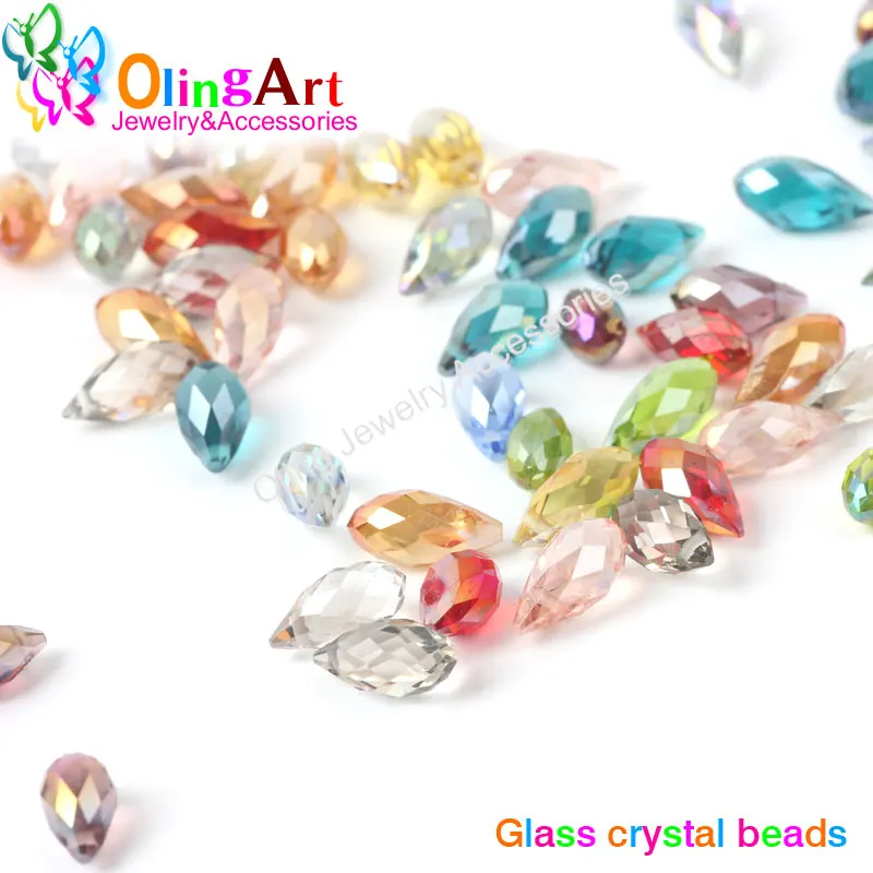 

OlingArt Waterdrop Austrian crystal beads 6*12mm 100pcs Top quality Teardrop glass beads DIY jewelry making bracelet