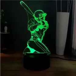 3D спортивные игры Бейсбол Гомер спортсмен Роман RGB, акриловый светодиодный Dec USB настольный ночник лампа праздник Новый год друзей подарок