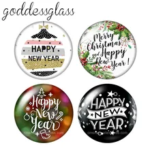 Счастливый год и счастливого Рождества 10 шт. 12 мм/18 мм/20 мм/25 мм круглый стеклянный кабошон демонстрационный плоский задний вывод
