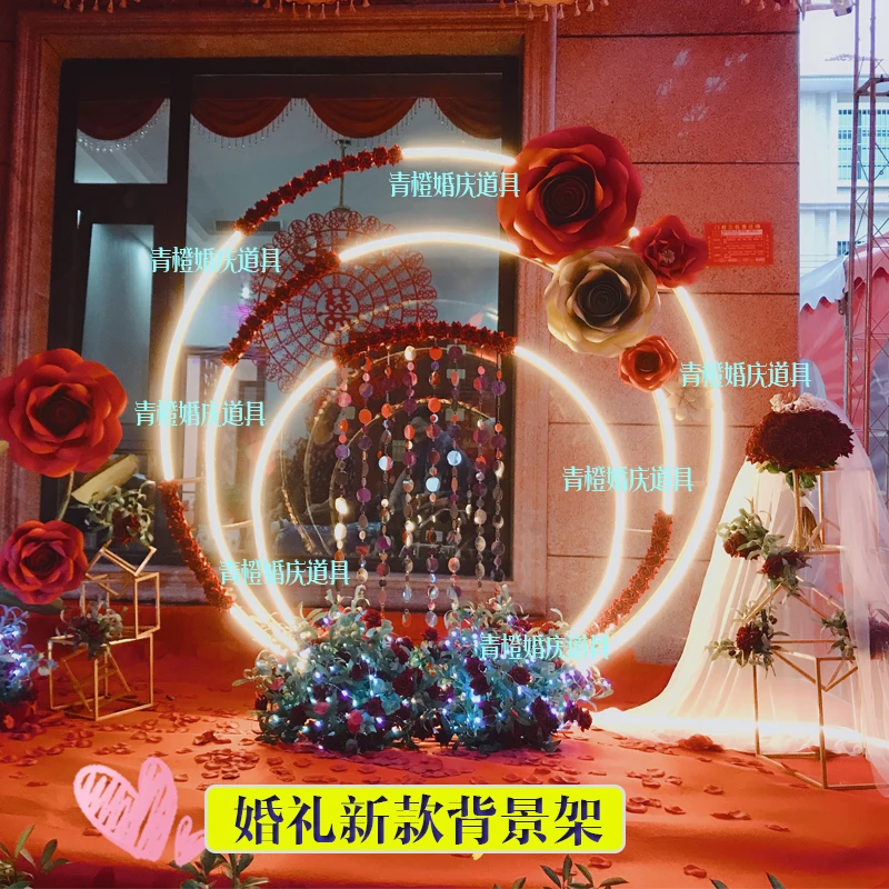 

NICE Bridal Large Iron Round Ring Arches Frame Background Decoration Flower Door Frame Wedding Decoration Props