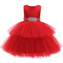 Новинка года; платье для девочек; сезон весна-лето Детские вечерние платья принцессы кружевное свадебное платье для маленьких девочек 3-12 лет
