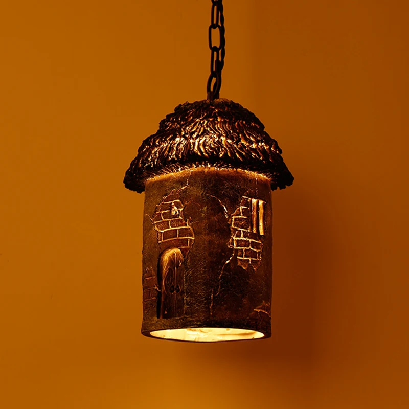 

Restaurant meal hanging pendant light simple European continental retro cafe bar single head creative resin pendant lamp ya72912
