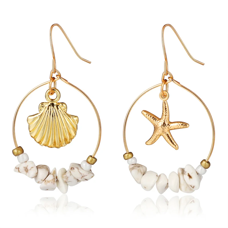 Ammonite Shell Earrings Sea Hook Unique Earrings Summer Ladies Earrings 7426875842270 