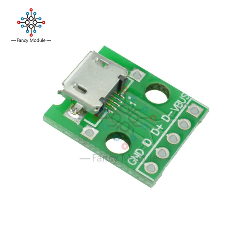 

2pcs Female Micro USB to DIP 5-Pin Pinboard 2.54mm Micro USB Type