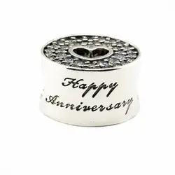 Подходит для женщин Pandora Браслеты Юбилей празднование Подвески с четкими кубического Zironia 100% стерлингового серебра 925 бусины