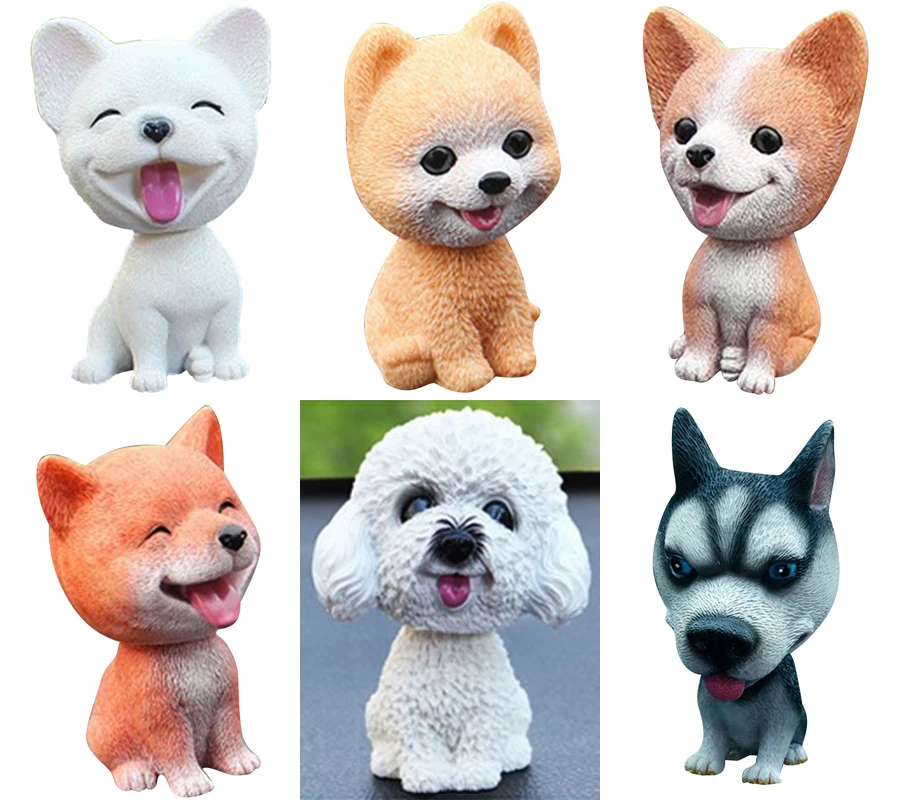 1pc Car Interior Pendant Shaking Head Pet Dog Shape Resin Ornaments Swing Dog Cartoon Doll Kawaii Cute Tumbler Car Decoration