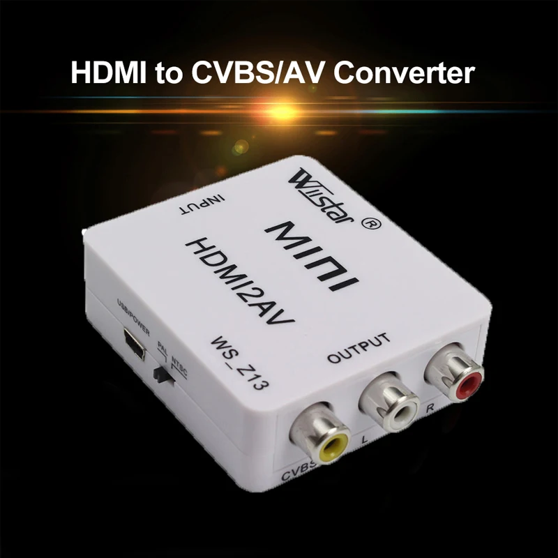Wiistar HDMI в AV/RCA CVBS адаптер 1080P видео конвертер HDMI2AV коробка поддержка NTSC PAL мини AV