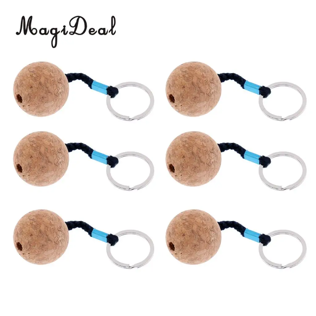 6Pcs 35mm Floating Cork Keyring Water Ball Buoyant Keychain Yachting