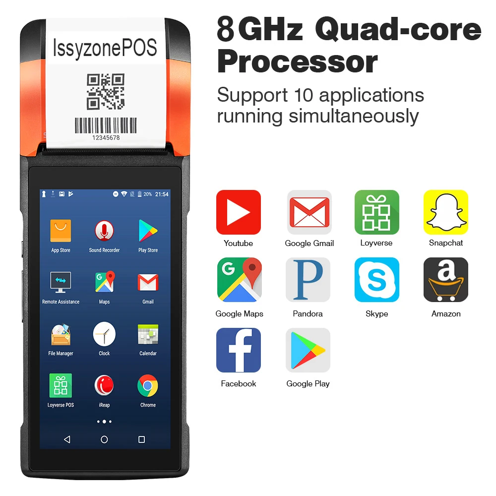 Sunmi V2 PDA الروبوت 7 PDA POS محمول الحرارية eSIM 4G WiFi مع كاميرا المتكلم استلام فاتورة طابعة للجوال النظام