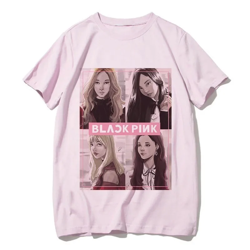 2 Футболка Kpop Blackpink Kill This Love Harajuku LISA JISOO JENNIE ROSE 90 s, женская модная футболка, женская футболка Ullzang - Цвет: 2