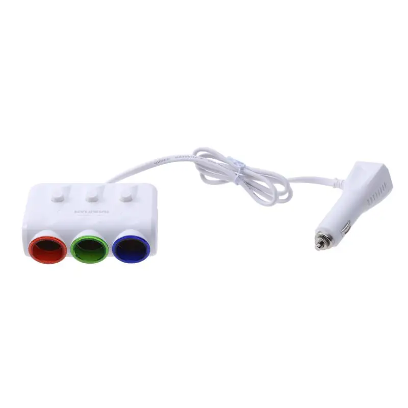 12 V-24 V светодиодный автомобильный прицеп 3 прикуривателя w/Dual USB зарядное устройство адаптер питания с выключателем детектор напряжения 3.1A авто аксессуары - Название цвета: Белый