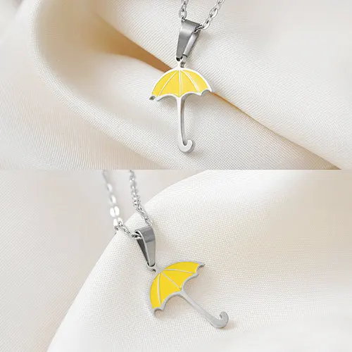Желтая подвеска-зонтик "ты мой желтый зонтик", настоящая любовь, ожерелье, Geekery, ювелирное изделие для мамы, 2 стороны
