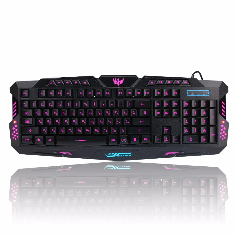 

Russian Version Gaming Keyboard Gamer 3color Switchable Backlights LED USB Wired Game Keyboard for Computer Mac dota 2 lol cs