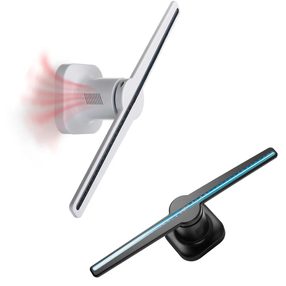 42cm 3D Hologram Projector Lamp LED Holographic Advertisement Display Fan Light with 8GB Memory Card Advertising Lamp