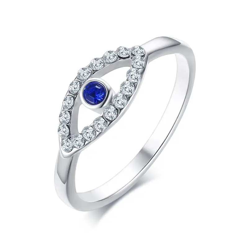 CrystalSilverEvilEyeRingsinStainlessSteelEyeStackingRings