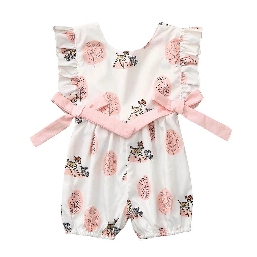 Fashion Baby Girl summer clothing cute Deer Flower cotton soft Romper Jumpsuit for newborn infant clothes children kid