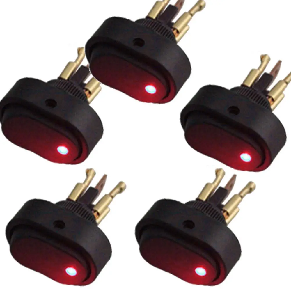 5 X 12V 30A Heavy Duty White LED OFF//ON Rocker Toggle Switch 3Pin Car Sales
