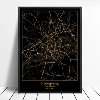 

Riga Latvia city map Black and Gold City Map Modern City Canvas Art Print Wall Pictures for Living Room No Frame